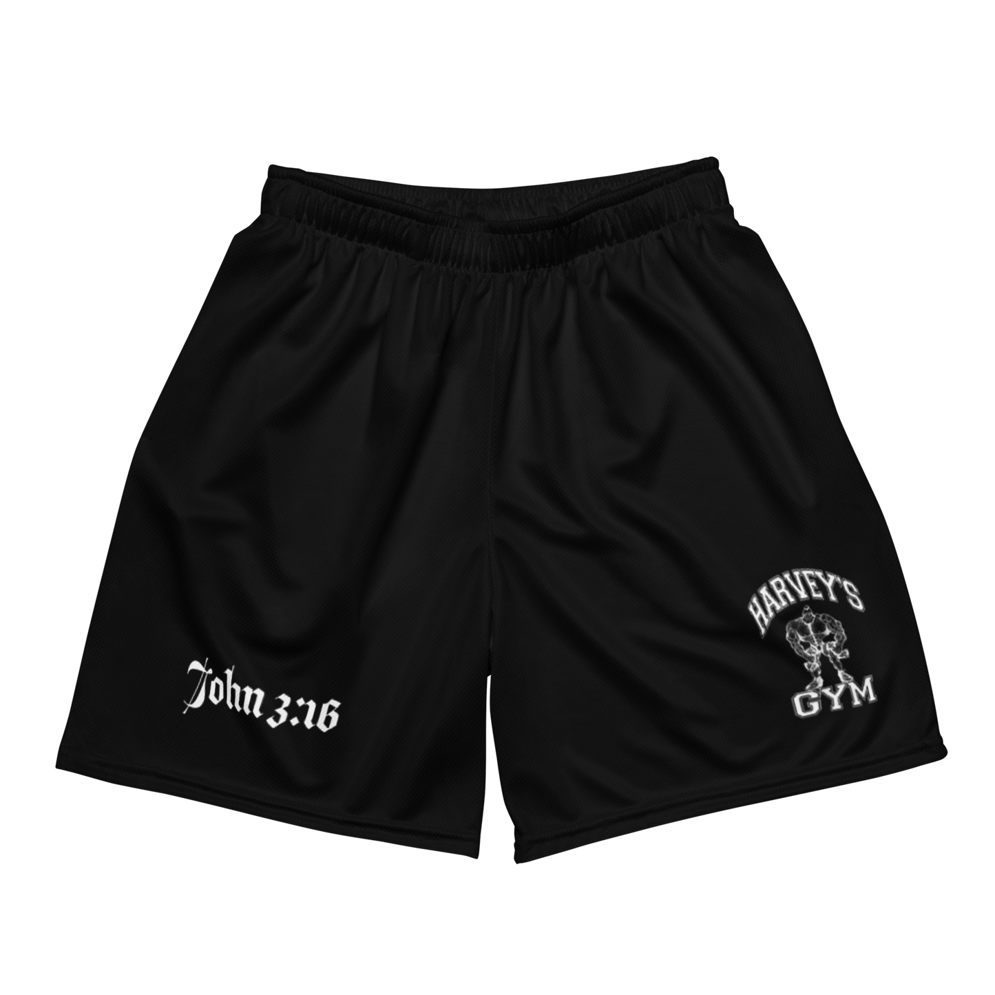 Black John 3:16 mesh shorts